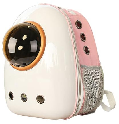Raumkapsel Katzenrucksack Transportbox für Katzen Hunde: Tragbarer Atmungsaktiver Haustier Transporttasche mit Blasefenster für Reisen Outdoor Wandern (Pink (Bubble))