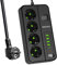 SDKDZKG Regleta Enchufes. Regleta de con Interruptor de Control 4 Tomas AC (13A/3000W), con Puertos de Carga 4 - USB A y 2 - USB C. 3M Adaptador Cable. para Oficia y Viajes en Hogar (Negro)