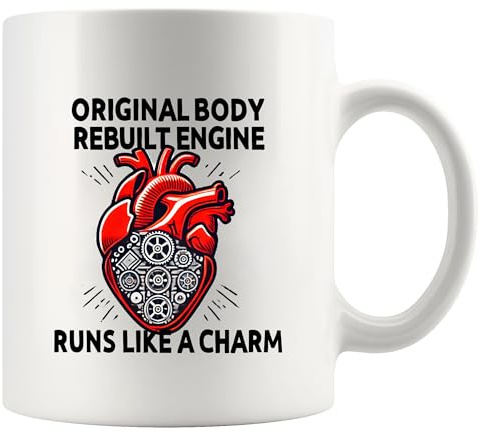 Original Body Rebuilt Engine Recovery Gifts Open Heart Surgery Survivor Mugs from Friends Family Patient Cardiologist Coffee Ceramic Mug 11 oz Whiite