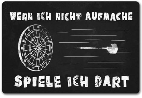 speecheese Wenn ich Nicht aufmache Spiele ich Dart Fußmatte in 40x60 cm ohne Rand mit Dartscheibe witziger Darts Fußabtreter mit Spruch als Geschenk für Dartspieler