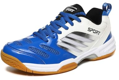 Xuanke Volleyball schuheHerren Damen Badmintonschuhe weiße Indoor-Sportarten Jugendvolleyball Trainingsschuhe Dämpfung rutschfeste (Blau, Erwachsene, 42, Numerisch, EU Schuhgrößensystem, Breit)