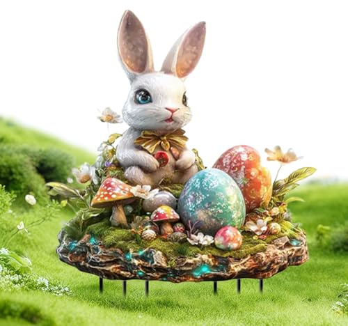 Generisch Osterdeko Outdoor Gartenstecker Osterhasen Stecken,Garden Ostern Gartenstecker Osterei Hase Gartenschilder Rasenstecker Osterdekoration für Draußen,Ostereier Osterschild,Deko (Ostern Hase)