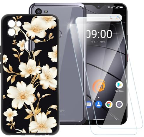 Bedruckte TPU Handyhülle + 2er-Set Gehärtete Schutzglas Kompatibel mit Gigaset GS5, Künstlerisches Schlankes Stoßfestes Cover, Kratzfest, Rundumschutz