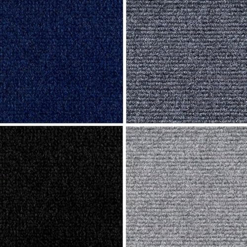 Self Adhesive Carpet Tiles, Anti-Slip Hardwearing Square Carpet Flooring Tiles, Easy to Peel and Stick Floor Covering for Office Living Room Bedroom (Black, 10Pcs)