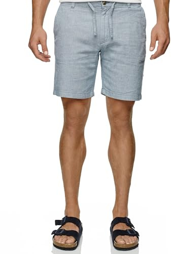 Indicode Herren INErwil Shorts aus Leinen & Baumwolle | Herrenshorts Freizeitshorts Copen Blue, L