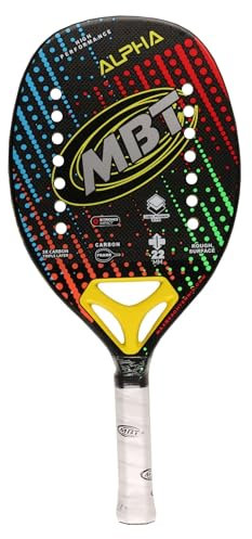 MBT ALPHA - Pala de tenis de playa, 100% fibra de carbono 3K, tratamiento rugoso, Eva High Power, ligera y equilibrada, perfil de 22 mm, funda incluida