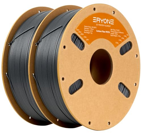 ERYONE PETG Carbon Fiber Filament 1.75 mm +/-0.03mm, 2KG Bundle PETG CF 3D Drucker Filament, 2 kg(1Spule*2), Dark Grey+Dark Grey