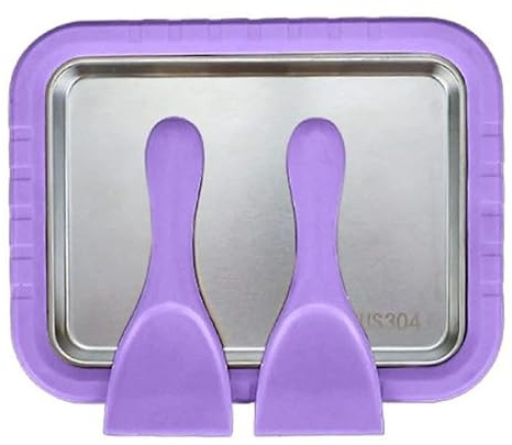 DIY Ice Cream Roll Maker Pan, Instant Ice Cream Maker, Rolled Ice Cream Maker with 2 Spatulas for Kids Homemade DIY Soft Serve Slushies, Gelato, Sorbet and Rolled Ice Cream (Purple)