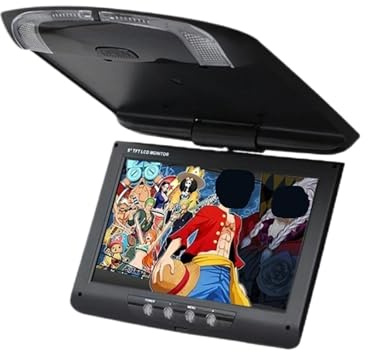 Monitor de Techo for automóvil de 9 Pulgadas, Pantalla LCD abatible, Video Multimedia for Techo, Pantalla for Montaje en Techo(Black)