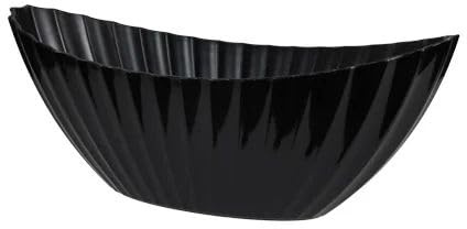 Decpero Dekoschale mit Rillen I schwarz I 36x15x14 cm I Grabschale zum Bepflanzen