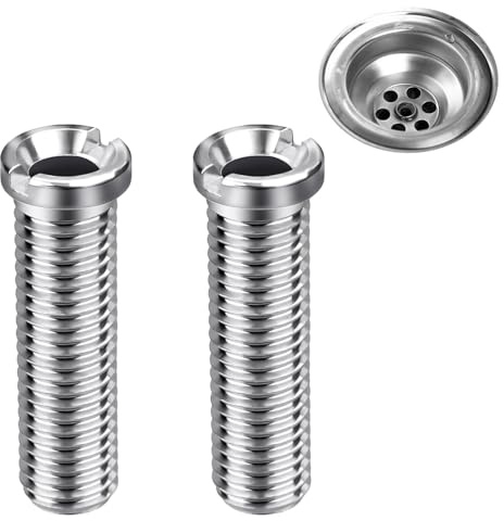 2 Piezas Tornillo Hueco para Fregadero, M12×45mm Accesorios para Fregaderos, Válvula de Cesta Coladora de Acero Inoxidable, Accesorios de Desagüe, para Fregadero (Plateado)