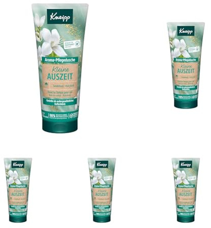 Kneipp Aroma-Pflegedusche Kleine Auszeit - Bewahrt die Feuchtigkeit der Haut - Rezeptur ohne Mikroplastik- vegan - 200ml (Packung mit 5)