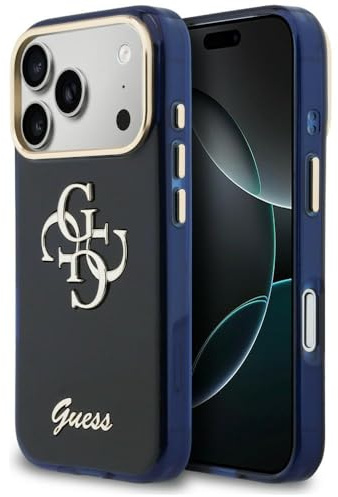 CG MOBILE Guess IML 4G Script Metal Hülle für iPhone 17 Pro Max (Blau)