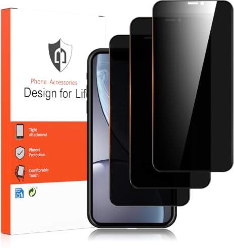 Demark 3 Pack Privacy for iPhone 11, iPhone XR Screen Protector, Enhanced 28-Degree Privacy Angle, Ultra Durable 9H Hardness, Bubble-Free (11/XR 6.1 inches)