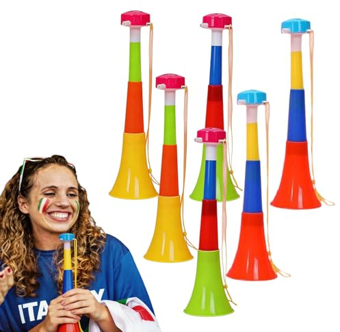 6 vuvuzelas, cheerleader-trumpeter, kraftfulla ABS-fotbollsband, stadionhorn för att heja på lag på sportfestivaler, fotbolls- och basketturneringar