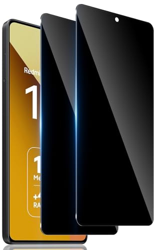 TuFun Privacidad de Protector Pantalla para Xiaomi Redmi Note 13 4G / 5G, [2 Piezas] Anti Espía Cristal Templado, 9H Dureza Antiarañazos, Ultra Resistente, Antiespia Vidrio Templao