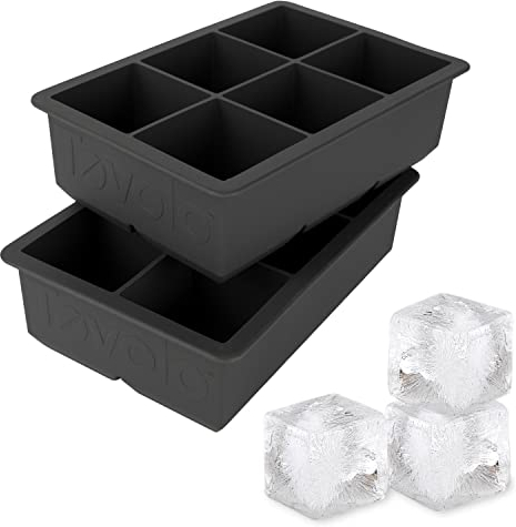 Tovolo 81-21778 Molde Grande King Cube para Helado, congelador, Cubo de 5,1 cm para Whisky, Bourbon, Bebidas de Licor, Silicona sin BPA, Antracita