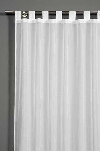 Sehlbach Fertiggardine mit Schlaufen, Voile Uni, Weiß, 140 x 235 cm Gardinen, Lichtdurchlässig, Blickdicht, Einfache Dekoration, Öko-Tex Zertifiziert, Inklusive Kürzungsband