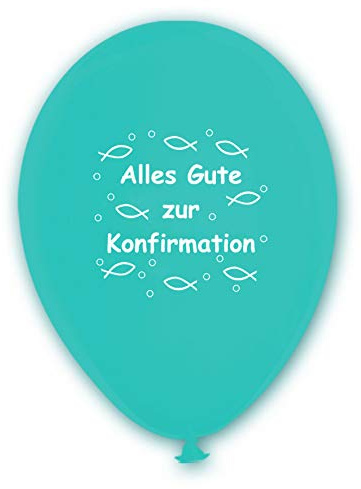 10 Luftballons Alles Gute zur Konfirmation, TÜRKIS, ca. 30 cm Durchmesser