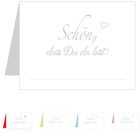 Set 25 Premium Tischkarten Platzkarten Namenskarten Hochzeit Geburtstag Taufe Kommunion Konfirmation Firmung Jugendweihe Feier Jubiläum (Herzen Silber Grau, 25 Karten)