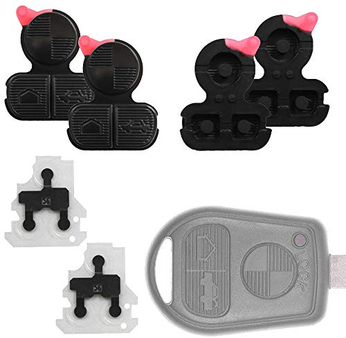 2X Auto Schlüssel Funk Fernbedienung Tastenfeld Gummi + 2X Membrane Kontaktfeld kompatibel für BMW 3er E36 E46 5er E38 E39 7er Z3 E31 E40