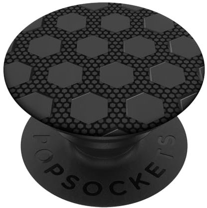 PopSockets Cool Black Matte Cell Phone Holder Pop Out Knob Geometric PopSockets PopGrip: Swappable Grip for Phones & Tablets