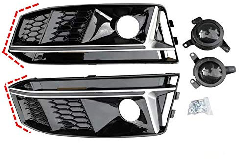 Auto-Nebelscheinwerfergitter Grille Nebellichtabdeckung, Ein Paar Gepasst Fit For S4 Art Honeycomb Frontstoßstange Nebelscheinwerfer Grille Fit For Audi A4 S-Line B9 17-18 Stoßstangen Gitter Nebelsche