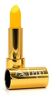 LEPO | Rossetto Cambiacolore Giallo con Estratto di Aloe, Olio di Oliva Insaponificabile e Vitamina E, Labbra Che Si Illuminano e Si Idratano con un Solo Applicazione