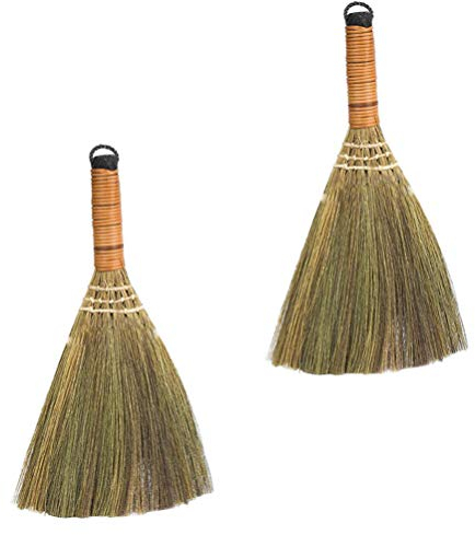 BESPORTBLE Lot de 2 balais de paille de riz, en bambou naturel, fait à la main, outil de nettoyage pour l'intérieur et l'extérieur