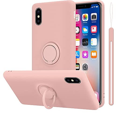 Cadorabo Custodia compatibile con Apple iPhone X/XS in LIQUID ROSA - Custodia per Cellulare in Silicone TPU Flessibile con Anello - Paraurti per Cover Posteriore Ultra Sottile