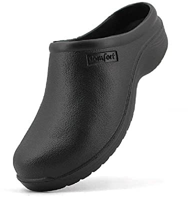 JOMIX Zuecos Sanitarios Mujer Calzado de Trabajo Hospital Cocina Jardín Zuecos Ergonómicos con Punta Cerrada Fabricados en Europa, Negro, 40 EU