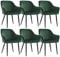 SONGMICS Esszimmerstuhl, 6er Set, Küchenstuhl, Sessel, Samt, Polsterstuhl mit Armlehnen, Loungesessel, bis 120 kg belastbar, Metallbeine, für Esszimmer, Küche, grün-tintenschwarz LDC087C01-6