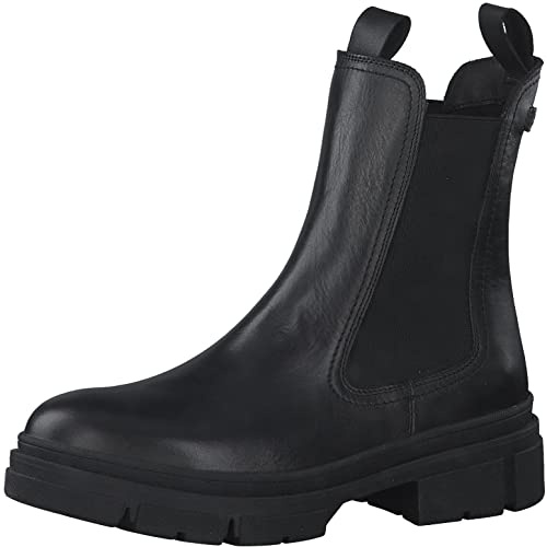 Tamaris Damen Chelsea Boots, Frauen Stiefeletten,Comfort Lining,TOUCHit-Fußbett,Schlupfstiefel,Boots,Stiefel,Bootee,Black Leather,42 EU