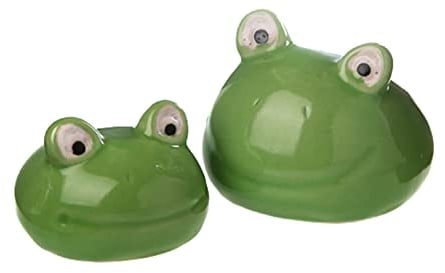 itsisa Schwimmtiere Frosch (2er Set) aus Porzellan schwimmend als Teich Deko - Deko für Vogeltränke, Fische, Gartenteich, Frösche, Gartendeko