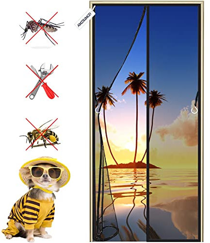 Fly Insect Screen Door Magnetic, Mesh Retractable Door 70 x 205 cm Curtain Keeps Mosquitoes Insects Bugs Out Black