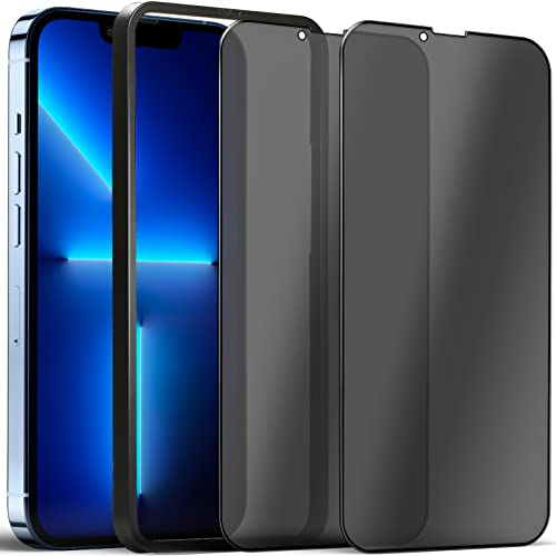 Ravol Sichtschutz Kompatibel mit iPhone 14Plus/13 Pro Max, 2 Stück 2.5D Panzerglas 9H Härte Anti-Kratzer Panzerfolie Set mit Ausrichtungsrahmen