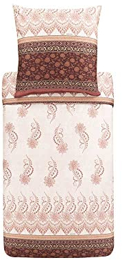 Bassetti Bettwäsche Garnitur Oristano 41 aus Baumwolle Mako-Satin in der Farbe Beige 2-Teilig mit Reißverschluss, Maße: 155cm x 220cm, 80cm x 80cm, 9323446