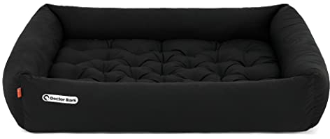 Doctor Bark Hundebett Orthopädisch - Waschbar bis 95°C, Geruchsfrei & Hygienisch - Kuscheliger Hundekorb Grosse Hunde mit Hundematratze (XXL - 110x100 cm, Schwarz)