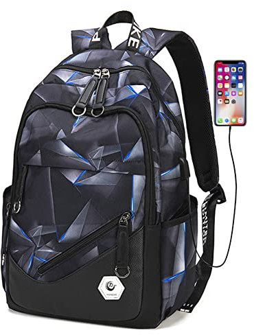 Laser-Pint Childrens Backpacks for Boys Middle School Bag with USB Charger, Primary Elementary Bookbags, Boys Travel Daypack