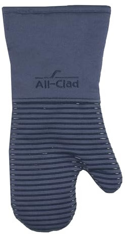 Extra Long Silicone Oven Mitts Heat Resistant 500 Degrees, 1 Pack, 14x7 Indigo, All-Clad Kitchen Textiles