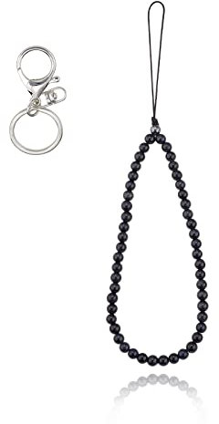 BEEFLYING Correas de muñeca con cordón para teléfono de Piedra Encantos del teléfono de Piedras Preciosas de obsidiana Cuerda de cordón antipérdida para Accesorios Colgantes de teléfono con Llavero