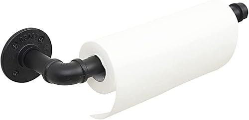 LINKPIPES Porte-serviettes en papier industriel en forme de tuyau - Distributeur de papier essuie-tout sous armoire rustique - Fixation murale - Porte-serviettes en papier suspendu pour salle de bain