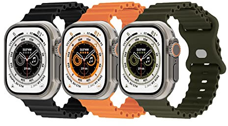 Suitisbest Ocean,Cinturino in silicone compatibile con Apple Watch 49 mm, 45 mm, 44 mm, 42 mm, 41 mm, 40 mm, 38 mm, con chiusura a pressione, serie 8/7/6/5/4/3/2/1, 38mm/40mm/41mm