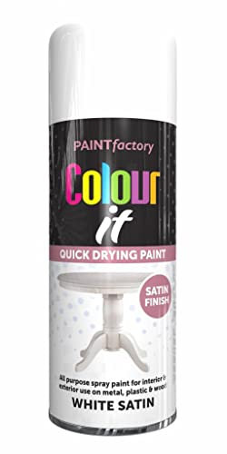 SuperGift.com White Satin All Purpose Aerosol Spray Paint 400ml Quick Drying Spray, Fast Dry and Excellent Coverage for Metal, Wood, Plastic and More by Diva Gift
