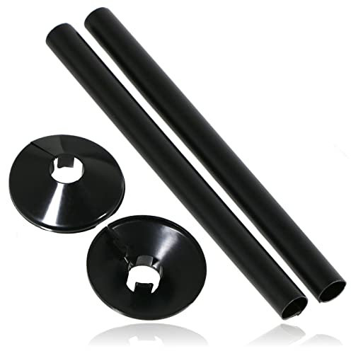 SPARES2GO Radiator Pipe Covers Shroud Collars Sleeve Black 15mm x 200mm