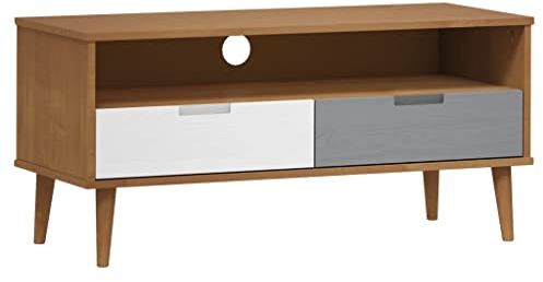 vidaXL Mobile TV MOLDE Marrone 106x40x49 cm in Legno Massello di Pino