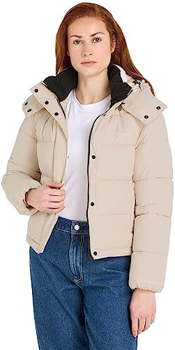 Calvin Klein Jeans Damen Jacke Monologo Short Puffer Winterjacke, Beige (Putty Beige), XL