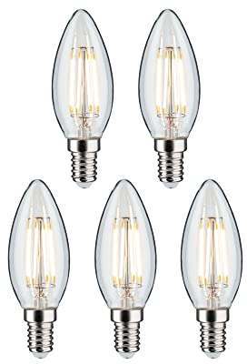 Paulmann 29094 Filament 230V LED Kerze E14 5er-Pack 5x4,8W 5x470lm 35mm Klar Glas 2700K - Warmweiß