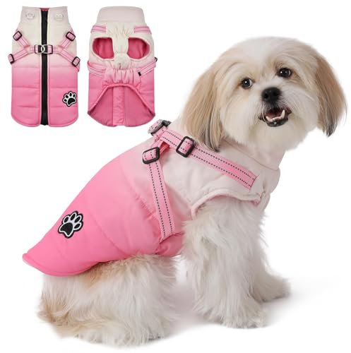 Savlot Hundejacken für Winter, Kalte Wettermäntel für Hunde Weiche Winterjacken für mittlere große Hunde, Hunde Winterweste für kleine mittelgroße Hunde (L, Rosa)