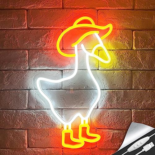 Artlast Cowboy Goose Neon Sign Goose Wearing Cowboy Hat & Boots LED Neon Light for Kids Room Decor Cute Goose Sign for Bedroom Wall Decor Birthday Gift Party Decoration Teen Room Decor